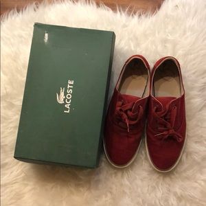 Men’s Red Lacoste Canvas Sneakers